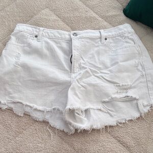Aerie White Frayed Jean Shorts